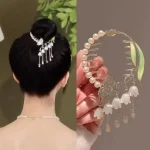 گیره مو گوجه ای پروانه نگینی و گل واژگون ریسه ای - Image 3