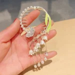 گیره مو گوجه ای پروانه نگینی و گل واژگون ریسه ای - Image 2
