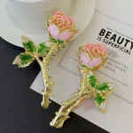 کلیپس شاخه رز هلندی میناکاری صورتی - Image 7