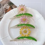 کلیپس گل بابونه پاستیلی میناکاری نگیندار - Image 2