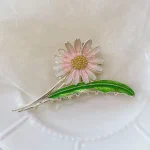 کلیپس گل بابونه پاستیلی میناکاری نگیندار - Image 5