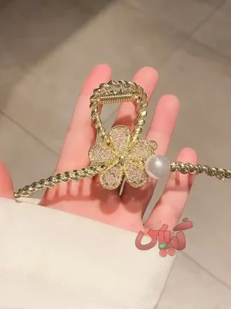 کلیپس دستساز طنابی شکوفه ملیله دوزی