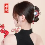 کلیپس درباری ژاپنی طرح بال طاووس آویزدار - Image 3