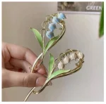 گیره مو ژاپنی لاله واژگون پاستیلی میناکاری - Image 3