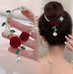 گیره مو جواهری گل قرمز - Image 4