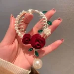 گیره مو جواهری گل قرمز - Image 3