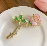 کلیپس شاخه رز هلندی میناکاری صورتی