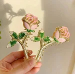 کلیپس شاخه رز هلندی میناکاری صورتی - Image 6