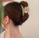 کلیپس گل بابونه پاستیلی میناکاری نگیندار - Image 3