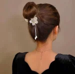 گیره مو جواهری شکوفه بهارنارنج نگین مرواریدی - Image 5